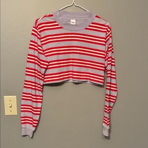 TNA Striped Red, White and Blue 100% Cotton Very Crop Top